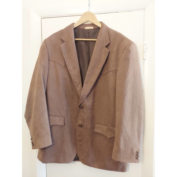 Laredo Clothing Ivory Stripe Western Sport Coat Blazer Micro Suede Yoke XL 44R - Picture 2 of 8